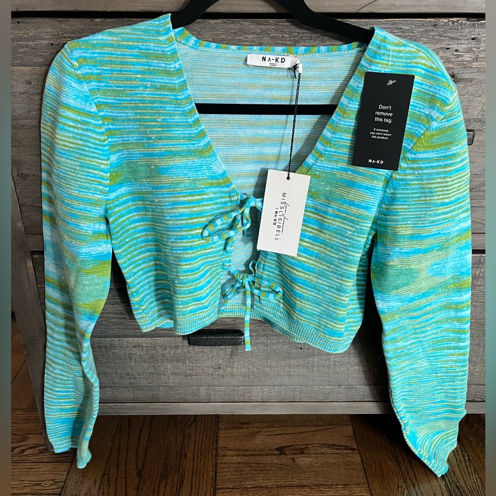 Na-kd Melange Tie Detail Top- Size Small